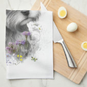 Schnauzer Dog Mama Floral Geschirrtuch (Viertel Falte)