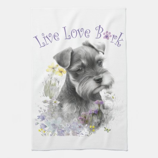 Schnauzer Dog Mama Floral Geschirrtuch (Vertikal)