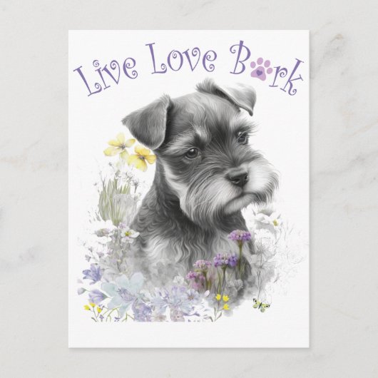Schnauzer Dog Mama Floral Postkarte (Vorderseite)