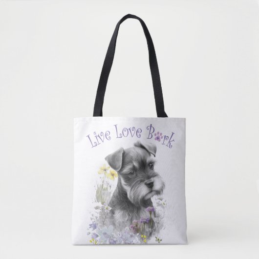 Schnauzer Dog Mama Floral Tasche (Vorderseite)