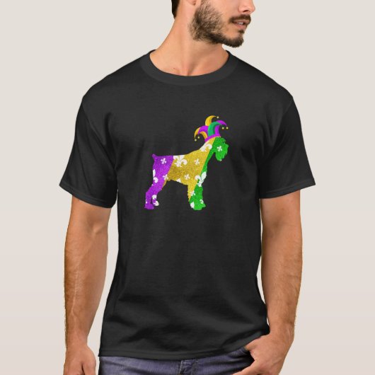Schnauzer Dog Mardi Gras Carnivals Funny Puppy Lov T-Shirt (Vorderseite)