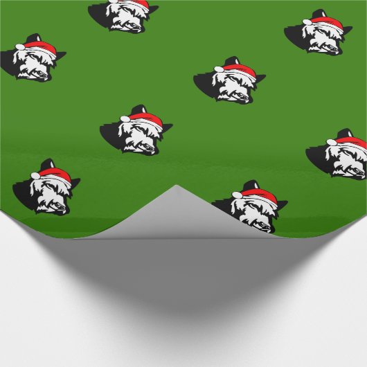 Schnauzer Dog mit Weihnachtszeit-Weihnachtsmannmüt Geschenkpapier (Ecke)