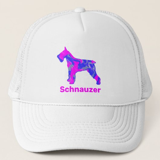 Schnauzer Dog Niedlich Pink & Blue Silhouette Truckerkappe (Vorderseite)