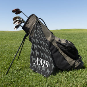 Schnauzer Dog Niedliche Silhouette Y&B Grid Black Golfhandtuch