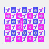 Schnauzer Dog & Paw Hot Pink und Blau Fleecedecke (Vorderseite (Horizontal))