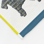 Schnauzer Dog & Paw Print Yellow Grid Silhouette Fleecedecke (Ecke)