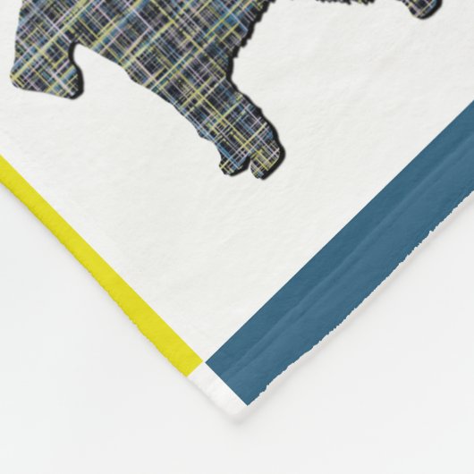 Schnauzer Dog & Paw Print Yellow Grid Silhouette Fleecedecke (Ecke)