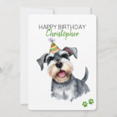 Schnauzer Dog Personalisiert Happy Birthday Flat Karte (Vorderseite)