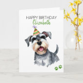 Schnauzer Dog Personalisiert Happy Birthday Karte (Gelbe Blume)