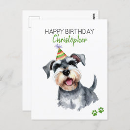 Schnauzer Dog Personalisiert Happy Birthday Postkarte