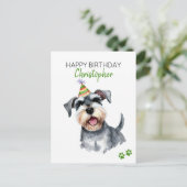 Schnauzer Dog Personalisiert Happy Birthday Postkarte (Stehend Vorderseite)