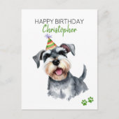 Schnauzer Dog Personalisiert Happy Birthday Postkarte (Vorderseite)