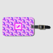 Schnauzer Dog Pink & Blue Silhouette Monogram Gepäckanhänger (Vorderseite (Horizontal))