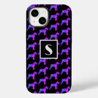Schnauzer Dog Pink Silhouette Mono Black