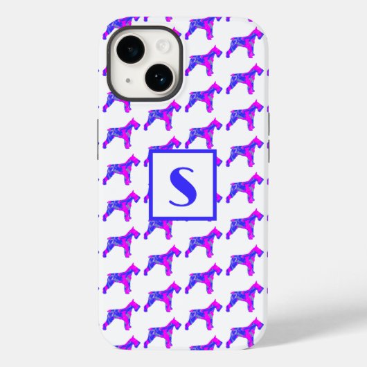 Schnauzer Dog Pink Silhouette Mono White Case-Mate iPhone Hülle (Rückseite)