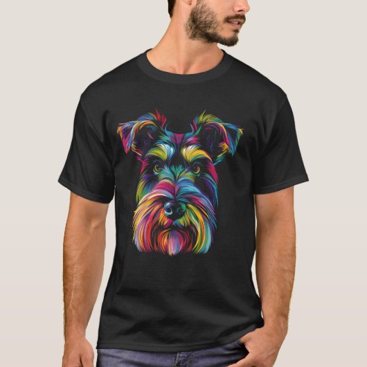 Schnauzer Dog Popart T-Shirt (Vorderseite)