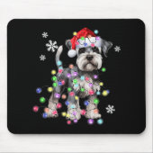 Schnauzer Dog Reindeer Christmas Lights Ugly Xmas  Mousepad (Vorne)