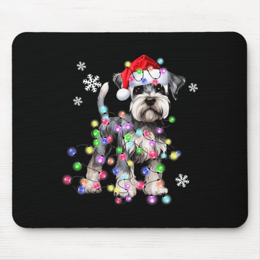 Schnauzer Dog Reindeer Christmas Lights Ugly Xmas Mousepad (Vorne)