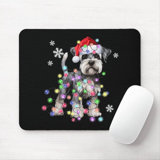 Schnauzer Dog Reindeer Christmas Lights Ugly Xmas Mousepad (Mit Mouse)
