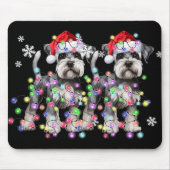 Schnauzer Dog Reindeer Christmas Lights Ugly Xmas  Mousepad (Vorne)