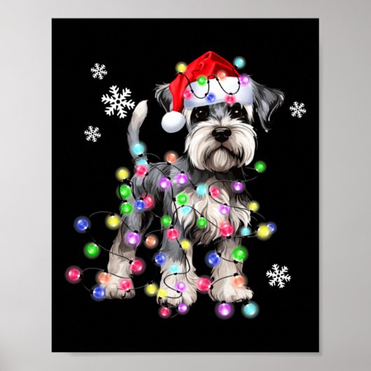 Schnauzer Dog Reindeer Christmas Lights Ugly Xmas  Poster (Vorne)