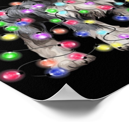 Schnauzer Dog Reindeer Christmas Lights Ugly Xmas Poster (Ecke)