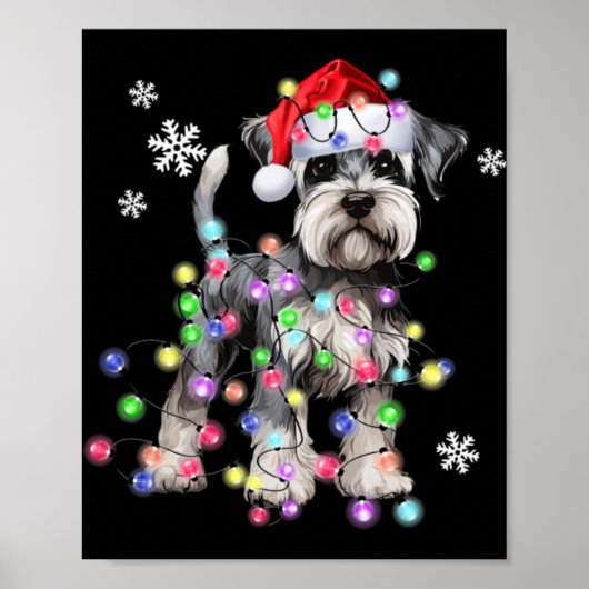 Schnauzer Dog Reindeer Christmas Lights Ugly Xmas Poster (Vorne)