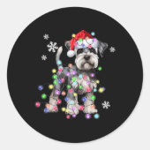 Schnauzer Dog Reindeer Christmas Lights Ugly Xmas Runder Aufkleber (Vorderseite)