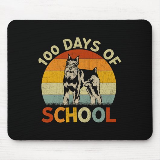 Schnauzer Dog Retro Boys Girls 100. Schultag Mousepad (Vorne)
