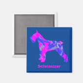 Schnauzer Dog Silhouette Crazy Hot Pink & Blue Magnet (Vorderseite/Rückseite)