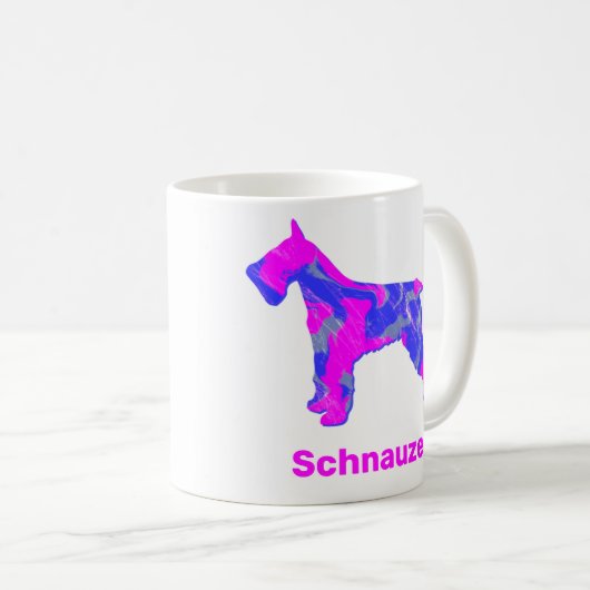 Schnauzer Dog Silhouette Crazy Hot Pink Kaffee Tas Kaffeetasse (VorderseiteRechts)