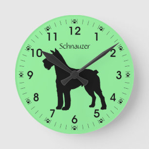 Schnauzer Dog Silhouette Personalized Runde Wanduhr