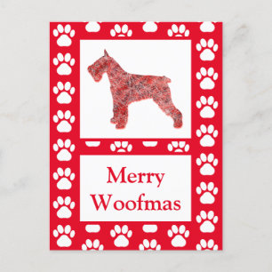 Schnauzer Dog Silhouette Red Frohe Weihnachten Postkarte