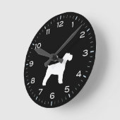 Schnauzer Dog Silhouette Schwarz/Weiß Runde Wanduhr (Winkel)