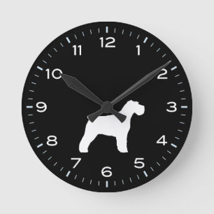 Schnauzer Dog Silhouette Schwarz/Weiß Runde Wanduhr
