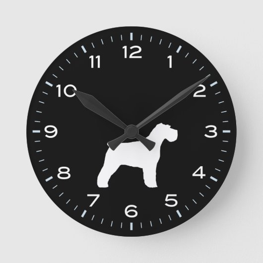 Schnauzer Dog Silhouette Schwarz/Weiß Runde Wanduhr (Vorderseite)