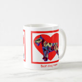 Schnauzer Dog Silhouette Valentinstag Rotes Herz Kaffeetasse (VorderseiteRechts)