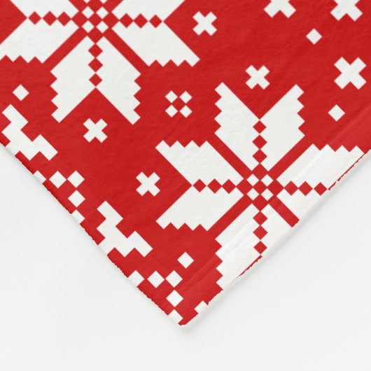 Schnauzer Dog Silhouetten Weihnachtsmuster Rot Fleecedecke (Ecke)