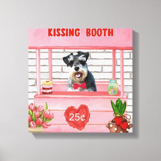 Schnauzer Dog Valentine's Day Kissing Booth Leinwanddruck (Vorderseite)
