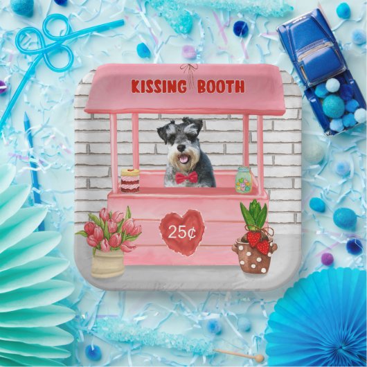 Schnauzer Dog Valentine's Day Kissing Booth Pappteller (Party)