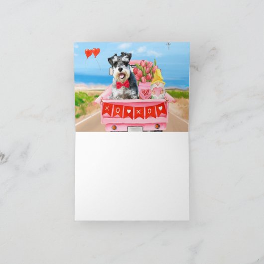 Schnauzer Dog Valentine's Day Lkw Herz Karte (Innenseite)