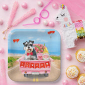 Schnauzer Dog Valentine's Day Lkw Herz Pappteller (Party)