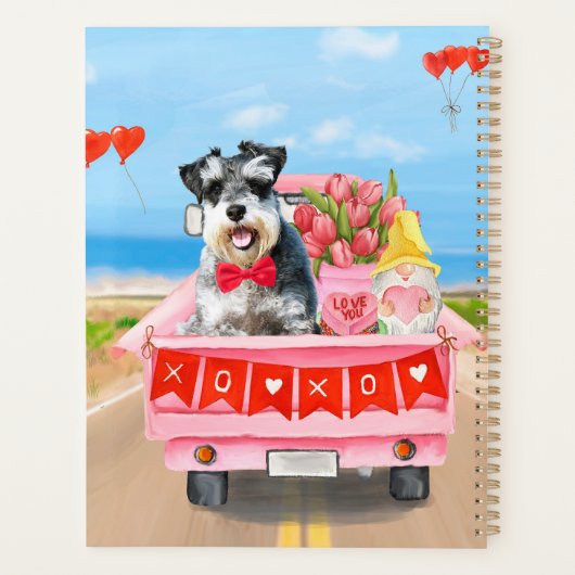 Schnauzer Dog Valentine's Day Lkw Herz Planer (Rückseite)