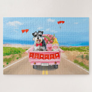 Schnauzer Dog Valentine's Day Lkw Herz Puzzle