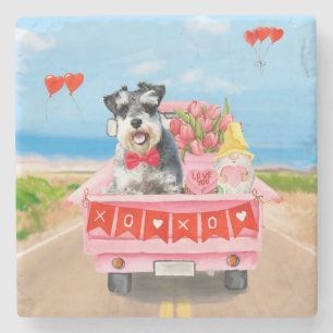 Schnauzer Dog Valentine's Day Lkw Herz Steinuntersetzer