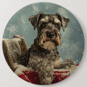 Schnauzer Dog Weihnachtsfest Button (Vorderseite)
