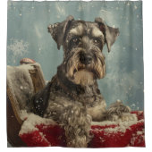 Schnauzer Dog Weihnachtsfest Duschvorhang (Vorderseite)