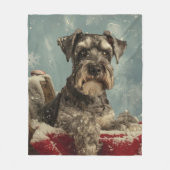 Schnauzer Dog Weihnachtsfest Fleecedecke (Vorderseite)