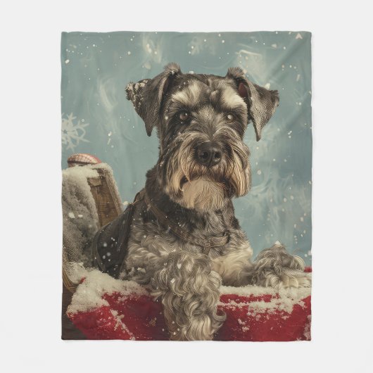 Schnauzer Dog Weihnachtsfest Fleecedecke (Vorderseite)
