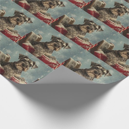 Schnauzer Dog Weihnachtsfest Geschenkpapier (Ecke)